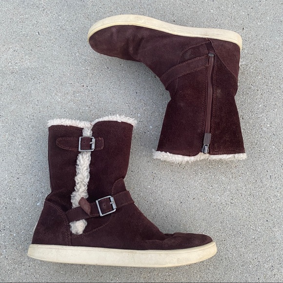 UGG Australia Barley boots womens kids suede brown shearling wool ankle bootie - Picture 4 of 8